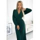 Rochie plisata midi, din voal, verde smarald, cu maneca lunga, petrecuta, Viviana 4 - jojofashion.ro