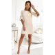 Rochie scurta, bej cu glitter, croi A, cu maneca clopot, Florenta 5 - jojofashion.ro