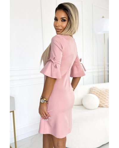 Rochie roz cu glitter midi croi A cu maneca clopot Florenta Rochii scurte, Rochie roz cu glitter midi croi A cu maneca clopot Florenta - jojofashion.ro