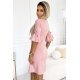 Rochie roz cu glitter midi croi A cu maneca clopot Florenta 3 - jojofashion.ro
