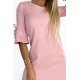 Rochie roz cu glitter midi croi A cu maneca clopot Florenta 6 - jojofashion.ro