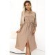 Rochie tip camasa cappuccino midi cu maneca lunga Asiyah 2 - jojofashion.ro