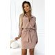 Rochie tip camasa bej scurta cu maneca lunga Flavya 2 - jojofashion.ro
