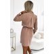 Rochie tip camasa bej scurta cu maneca lunga Flavya 3 - jojofashion.ro