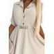 Rochie tip camasa scurta bej Anneke 6 - jojofashion.ro