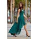 Rochie lunga verde din voal asimetrica vaporoasa petrecuta Fiona 3 - jojofashion.ro