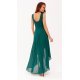 Rochie lunga verde din voal asimetrica vaporoasa petrecuta Fiona 4 - jojofashion.ro