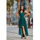 Rochie lunga verde din voal asimetrica vaporoasa petrecuta Fiona 5 - jojofashion.ro