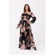 Rochie lunga de vara vaporoasa cu flori cu maneca lunga si umeri goi Blanca 4 - jojofashion.ro