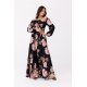 Rochie lunga de vara vaporoasa cu flori cu maneca lunga si umeri goi Blanca 2 - jojofashion.ro