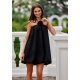 Rochie neagra din satin babydoll scurta cu umerii goi SienaR 2 - jojofashion.ro