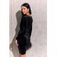 Rochie catifea neagra scurta, mulata, cu maneca lunga, petrecuta, Lissa 4 - jojofashion.ro