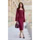Rochie midi clasica din vascoza burgundy cu maneca lunga JanetR 2 - jojofashion.ro