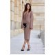 Rochie midi din vascoza cappuccino cu maneca lunga clasica JanetR 4 - jojofashion.ro