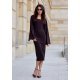 Rochie midi din vascoza maro cu maneca lunga clasica JanetR 2 - jojofashion.ro
