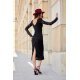 Rochie midi neagra mulata din dantela cu maneca lunga LisaR 3 - jojofashion.ro