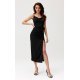 Rochie neagra mulata midi cu floare MaribelR Rochie neagra mulata midi cu floare MaribelR 2 - jojofashion.ro