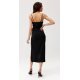 Rochie neagra mulata midi cu floare MaribelR Rochie neagra mulata midi cu floare MaribelR 3 - jojofashion.ro