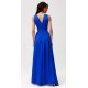 Rochie lunga din satin albastra cu floare in talie PalomaR 3 - jojofashion.ro