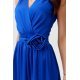 Rochie lunga din satin albastra cu floare in talie PalomaR 5 - jojofashion.ro