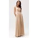 Rochie lunga din satin bej cu floare in talie PalomaR 5 - jojofashion.ro