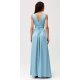 Rochie lunga din satin bleu cu floare in talie PalomaR 3 - jojofashion.ro