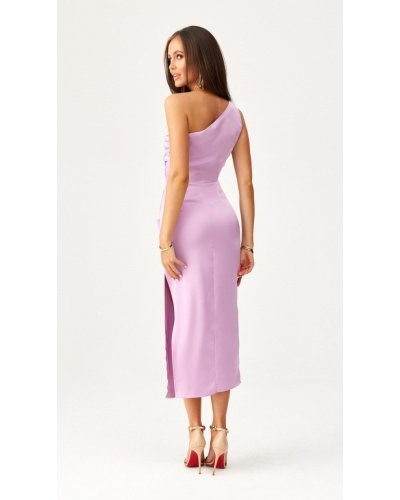 Rochie lunga din satin lila cu un umar gol Lamia Rochii lungi, Rochie lunga din satin lila cu un umar gol Lamia - jojofashion.ro