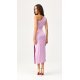 Rochie lunga din satin lila cu un umar gol Lamia 3 - jojofashion.ro