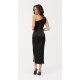 Rochie de ocazie lunga, din satin, neagra, mulata, cu un umar gol, Lamia 4 - jojofashion.ro