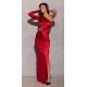 Rochie lunga mulata rosie din satin cu un umar gol si o singura maneca EdithR 2 - jojofashion.ro