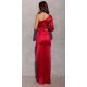 Rochie lunga mulata rosie din satin cu un umar gol si o singura maneca EdithR 3 - jojofashion.ro