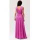 Rochie lunga din satin roz cu floare in talie PalomaR 4 - jojofashion.ro