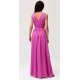 Rochie de ocazie lunga, din satin, roz, cu floare in talie, PalomaR 4 - jojofashion.ro