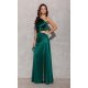 Rochie lunga verde smarald din satin cu un umar gol Inez 4 - jojofashion.ro