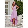 Rochie midi din satin lila asimetrica cu trena Jennifer