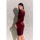 Rochie de ocazie scurta, catifea burgundy, mulata, cu maneca lunga, petrecuta, Lissa 3 - jojofashion.ro