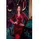 Rochie de ocazie scurta, catifea burgundy, mulata, cu maneca lunga, petrecuta, Lissa 4 - jojofashion.ro