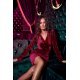 Rochie de ocazie scurta, catifea burgundy, mulata, cu maneca lunga, petrecuta, Lissa 5 - jojofashion.ro