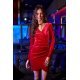 Rochie scurta rosie mulata din catifea cu maneca lunga petrecuta cu gliter Lissa 4 - jojofashion.ro