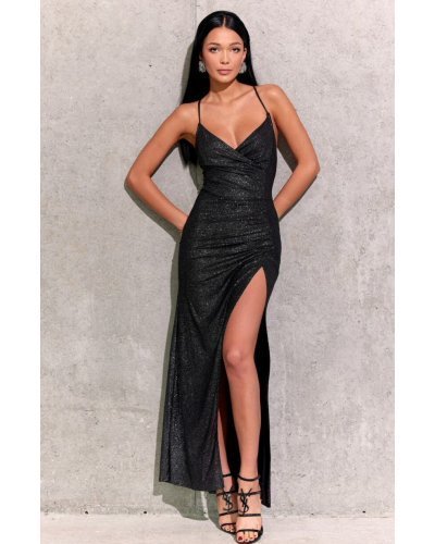 Rochie de seara lunga neagra mulata din brocard cu umerii goi Frida Rochie de seara lunga neagra mulata din brocard cu umerii goi Frida - jojofashion.ro