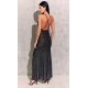 Rochie de seara lunga neagra mulata din brocard cu umerii goi Frida 3 - jojofashion.ro