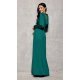 Rochie lunga, brocard, verde, cu maneca lunga, Smaranda 3 - jojofashion.ro