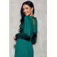 Rochie lunga, brocard, verde, cu maneca lunga, Smaranda 5 - jojofashion.ro