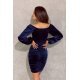 Rochie scurta mulata din catifea bleumarin navy cu maneca lunga Zehra 3 - jojofashion.ro