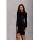 Rochie scurta neagra mulata din paiete cu maneca lunga Millane 4 - jojofashion.ro