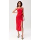 Rochie rosie mulata midi cu floare MaribelR Rochie rosie mulata midi cu floare MaribelR 2 - jojofashion.ro