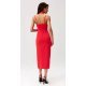 Rochie rosie mulata midi cu floare MaribelR Rochie rosie mulata midi cu floare MaribelR 3 - jojofashion.ro