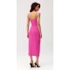 Rochie roz fucsia mulata midi cu floare MaribelR 4 - jojofashion.ro