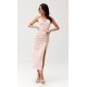 Rochie roz pudra mulata midi cu floare MaribelR Rochie roz pudra mulata midi cu floare MaribelR 2 - jojofashion.ro