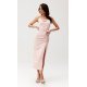 Rochie de vara cu floare, midi, roz pudra, mulata, MaribelR 2 - jojofashion.ro